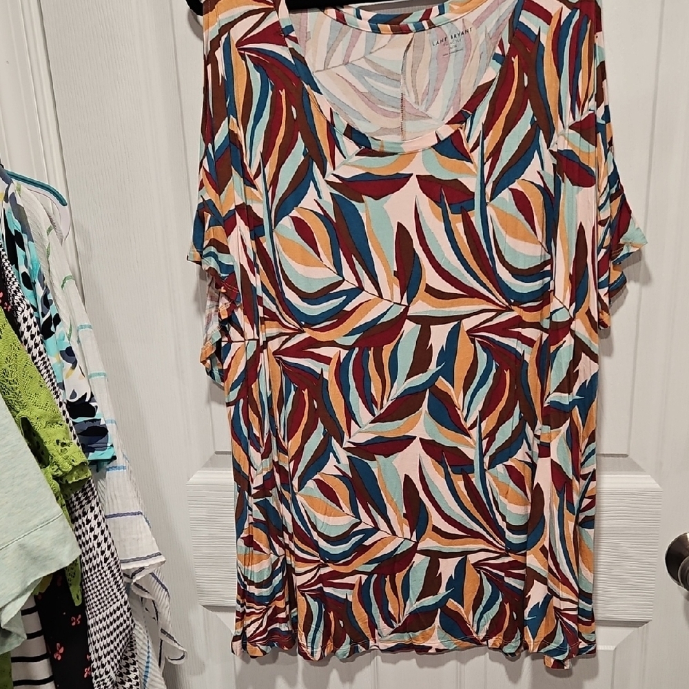 Lane Bryant Multicolor Leaf Print Blouse